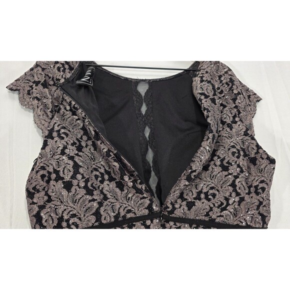 Nightway Lace Mermaid Gown Long Formal Dress Metallic Black MOB Glam Party 18W - Picture 9 of 16